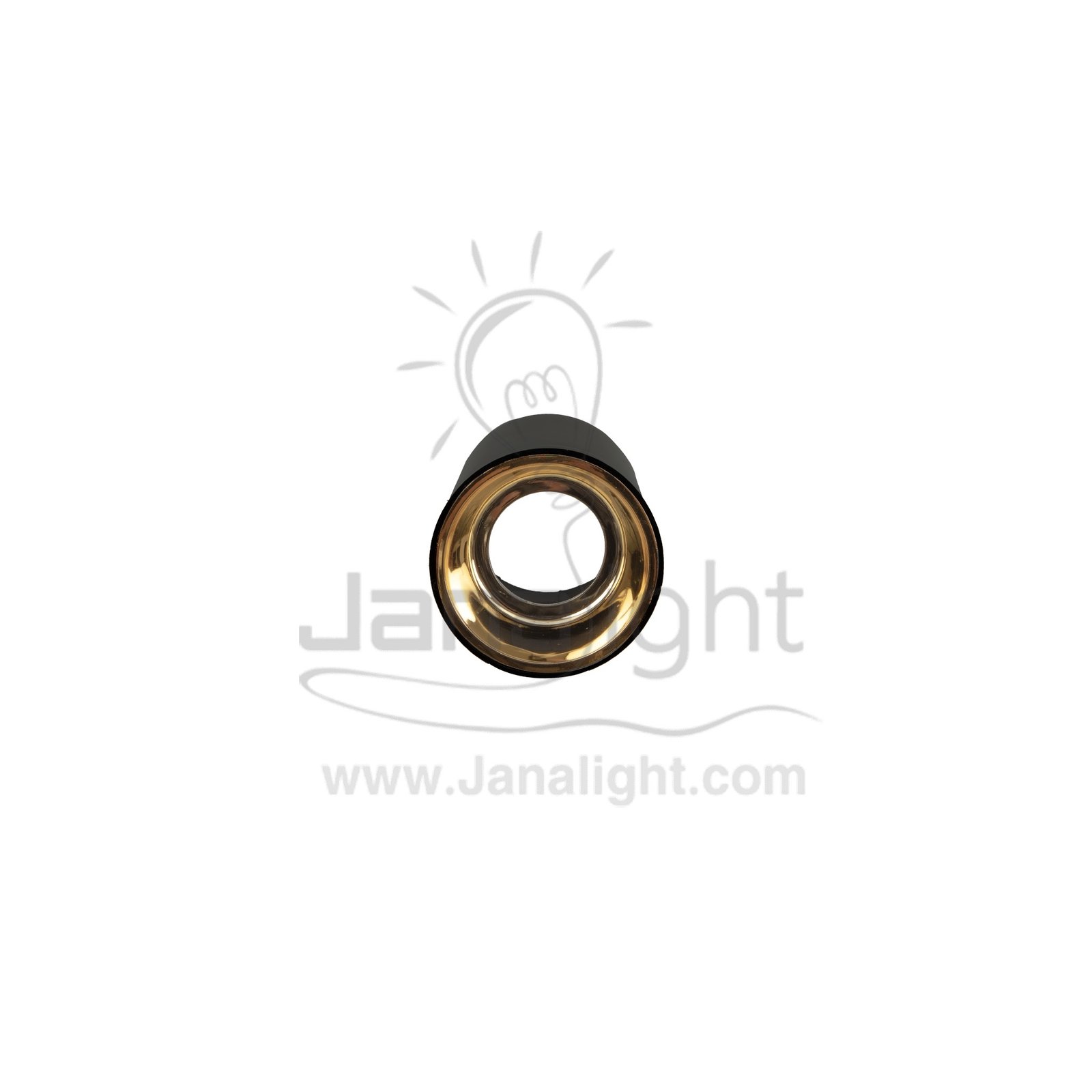 فريم سبوت سلندر فارغ مدور اسود قلب ذهبي بلاستك cylinder downlight frame plastic black-gold